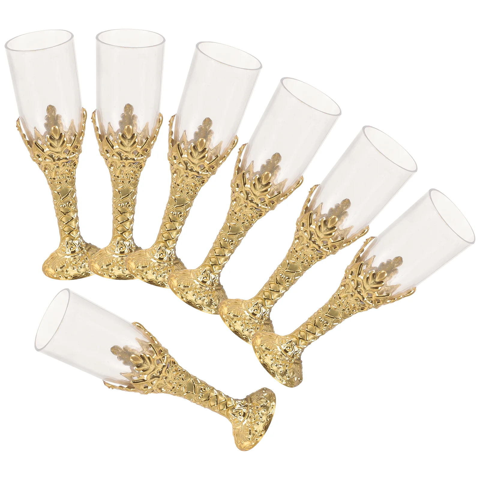 

12 Pcs Glass Dinner Party Plastic Cups Disposable Golden Goblet Decorative