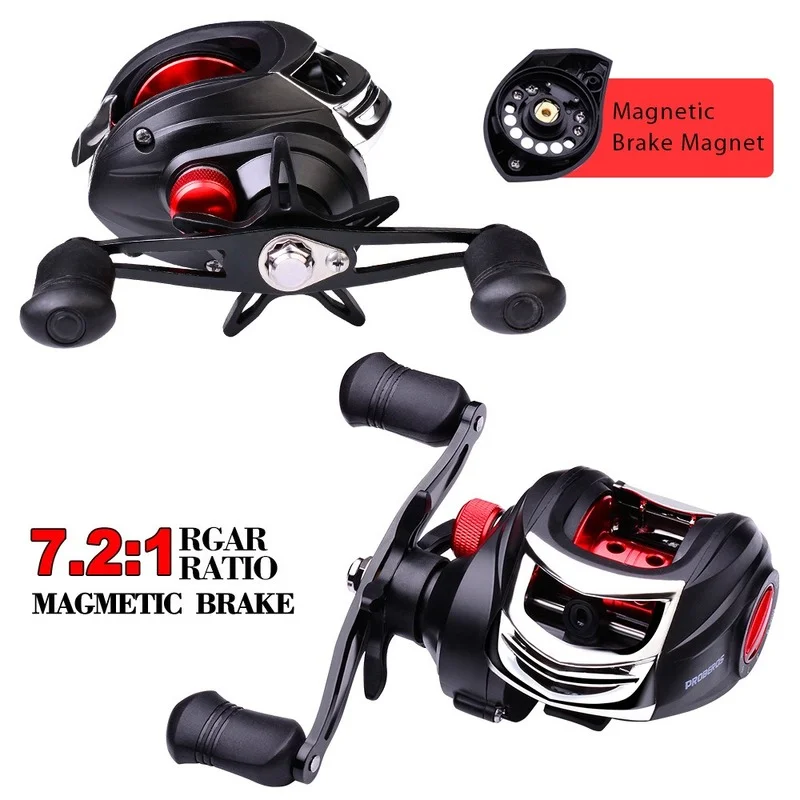 

Metal Casting Fishing Reel Speed Ratio 7.2:1 Fishing Weight 8KG for Salt Water and Fresh Water Baitcast Fishing Rell Left/right
