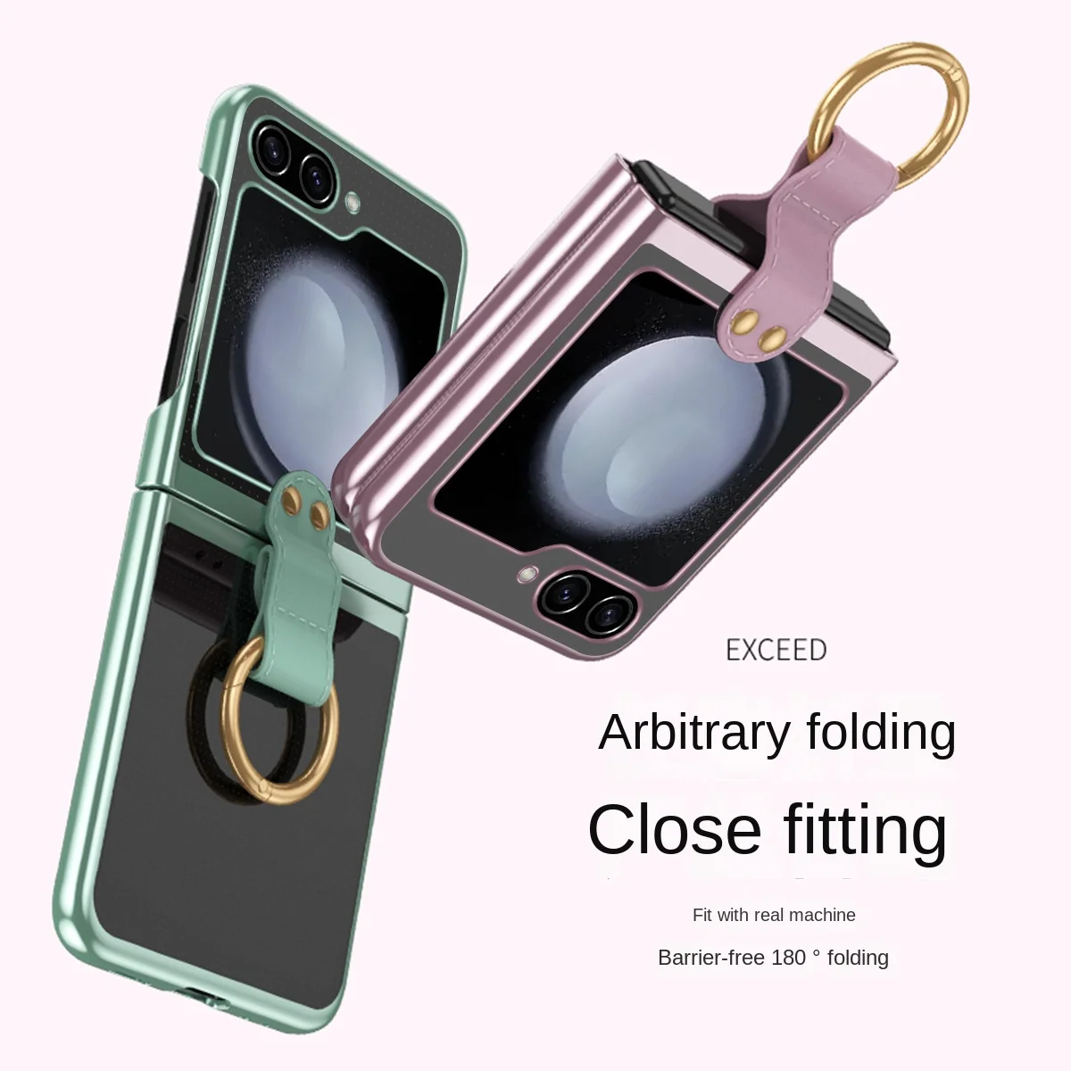 

Electroplating Transparent Ring Phone Case for Samsung Galaxy Z Flip 5 Flip5 5G Hard Shell Shockproof Protective Cover