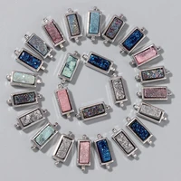 fashion natural druzy quartzs pendants rectangle water drop shape fine charms for women jewelry making diy necklace accessories