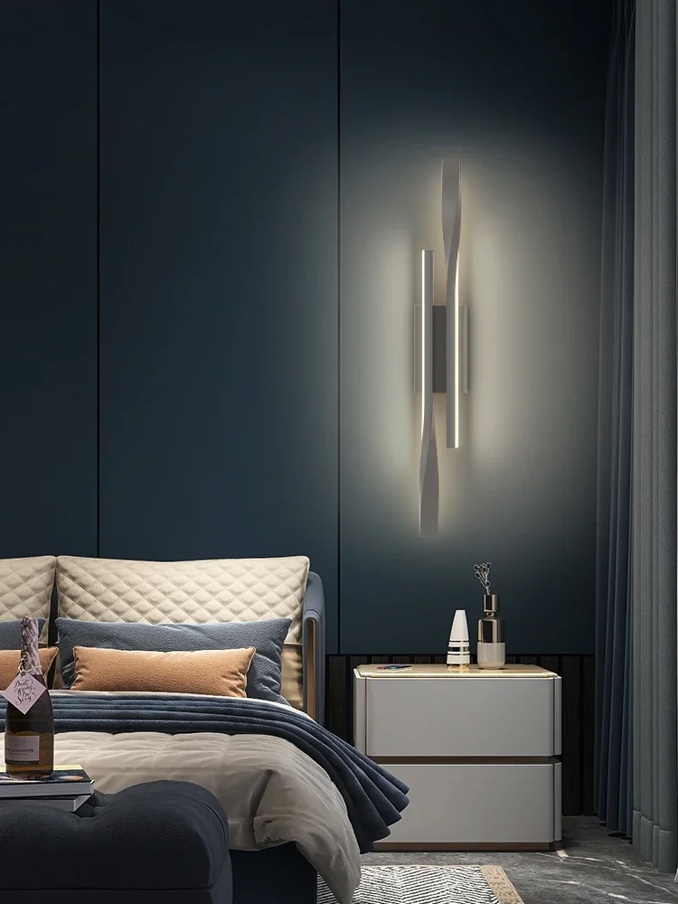 

Modern Minimalist Led Living Room Sofa TV Grille Background Wall Lamp Minimalist Strip Light Luxury Bedroom Bedside Lamp