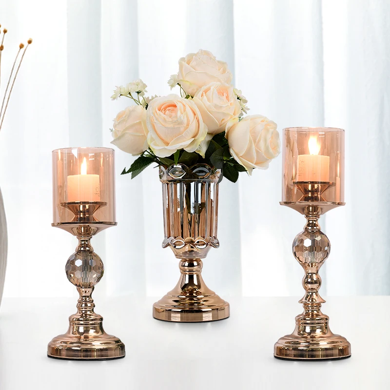 

Elegant Luxury Candles Table Iron Dinner Table Romantic Nordic Cylinder Candelabrumes Table Wood Decor Bougeoir Candl Candl