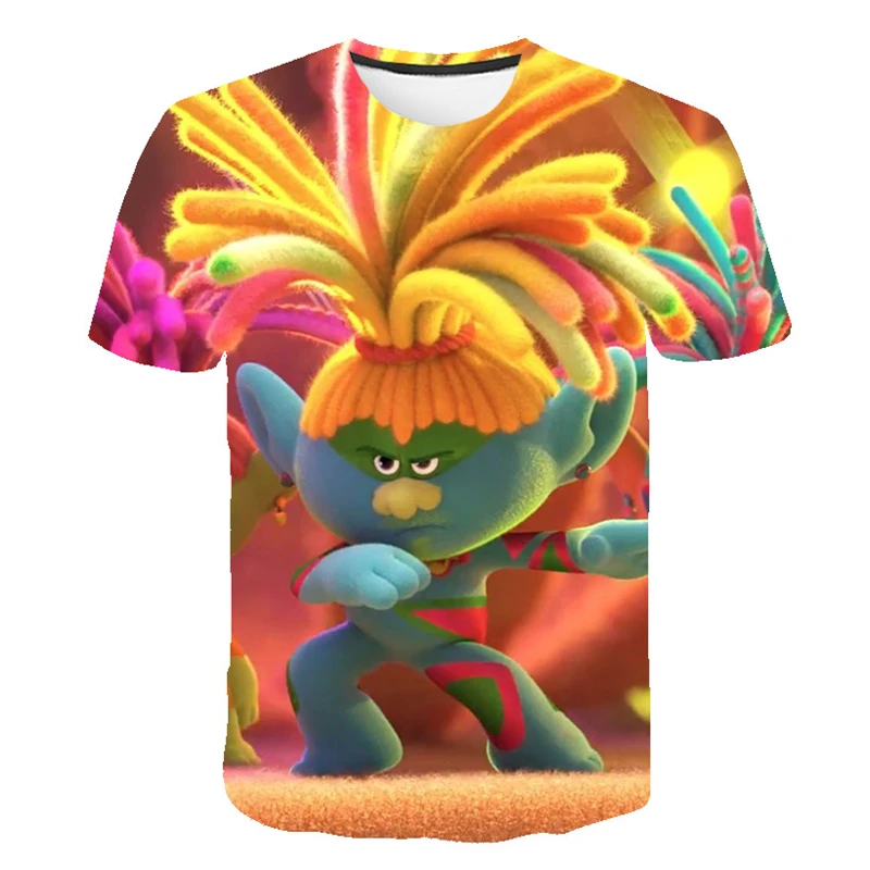 

Summer Ages 3-14 New Boys Troll 3D-Printed T-shirt Kids Cartoon Elf Fun Girls Anime Kids Costumes Top Cartoon Fashion Clothing