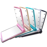 1pcs 8 led lights lamps women foldable makeup mirrors lady cosmetic hand folding portable compact pocket mirror