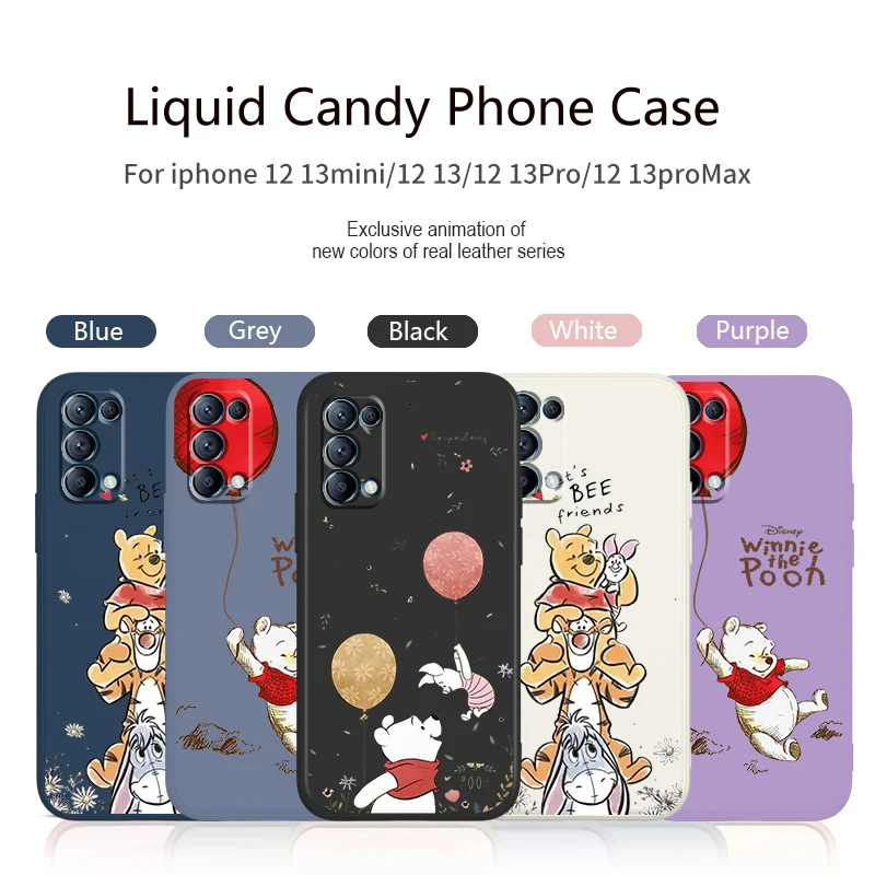 

Disney Winnie Pooh Tigger Phone Case For OPPO Find X5 X3 X2 neo Pro Lite A5 A9 2020 A53S 4G 5G Liquid Rope Candy Color Cover