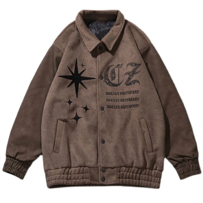

Мужская винтажная куртка-бомбер Y2k, куртка-бомбер свободного покроя с вышивкой, куртка-бомбер в стиле хип-хоп для влюбленных пар, уличная одежда, 2023