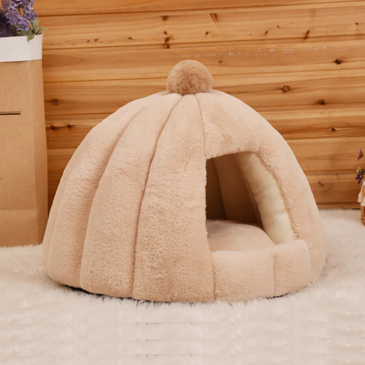 

Deep Sleep Round Dog Kennel Semi Closed Cat Kennel Small Rabbit Velvet Autumn and Winter Nest Pad Small and Medium-sized Dogs
