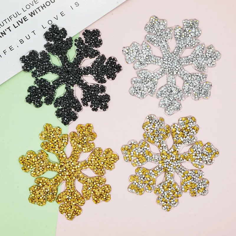 

Snowflake Rhinestone Patches Handmade Beaded Applique Iron on Sewing Patch DIY Sticker for Bag Shoes Pants Garment Accessory
