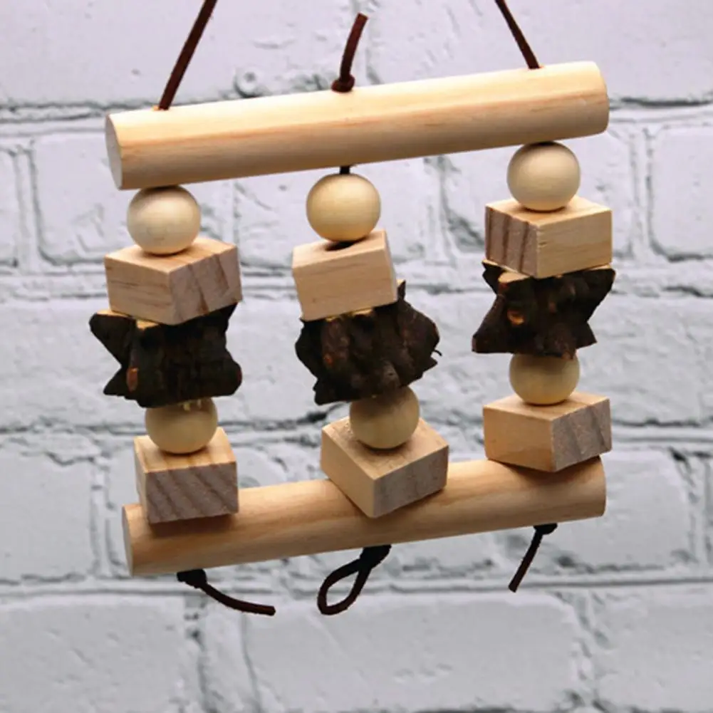

Parrot Toys Natural Wood Hanging Chew Toys Educational Toys Cage Accessories For Teeth Grinding Care