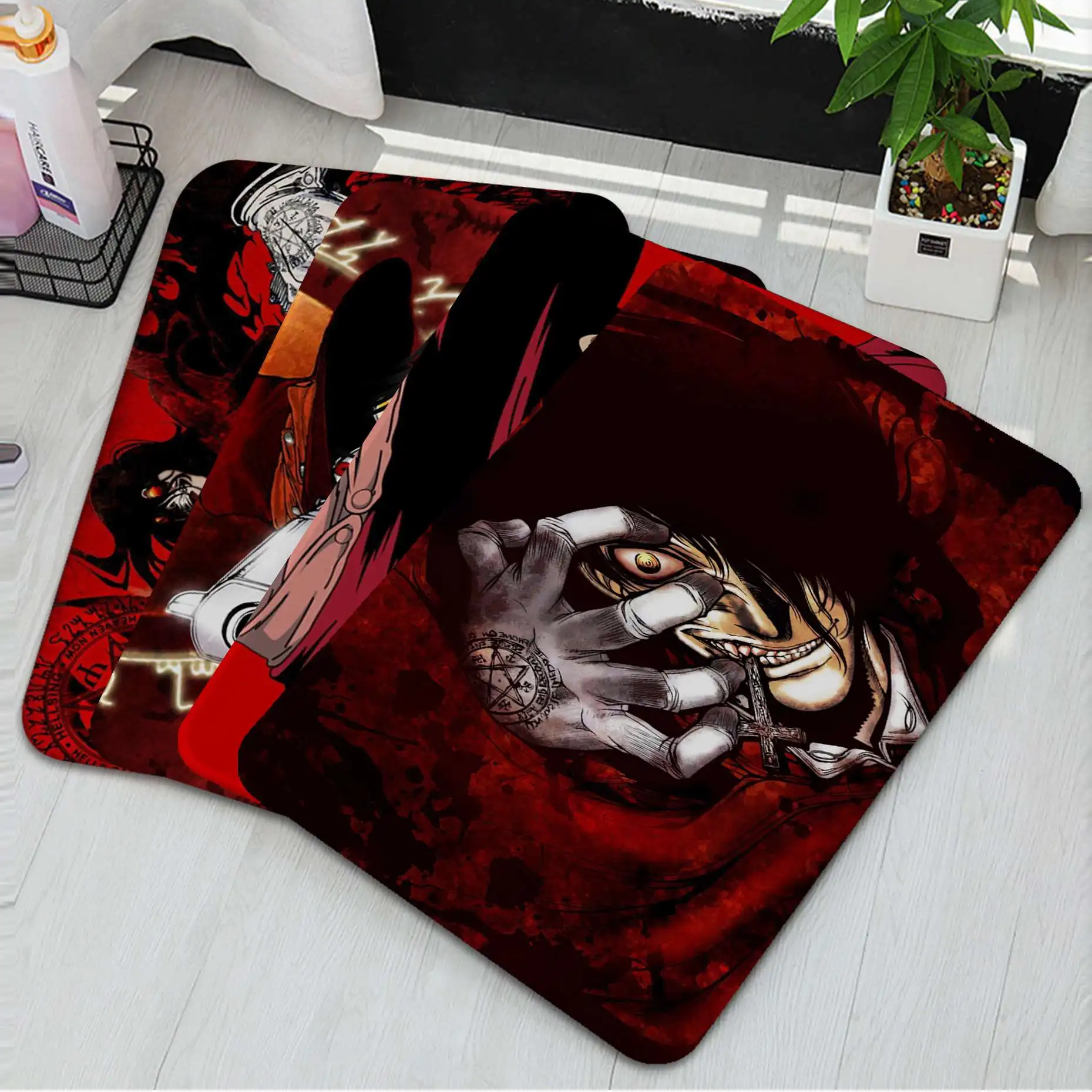 

Hellsing Ultimate Printed Flannel Floor Mat Bathroom Decor Carpet Non-Slip For Living Room Kitchen Welcome Doormat