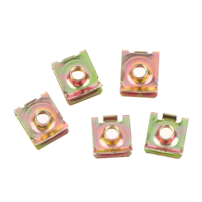 

10 шт., фиксаторы для автомобильных номерных знаков, 6 мм, винтовые заклепки, фиксирующие фиксаторы, металлические гайки M6, U-образная прокладка