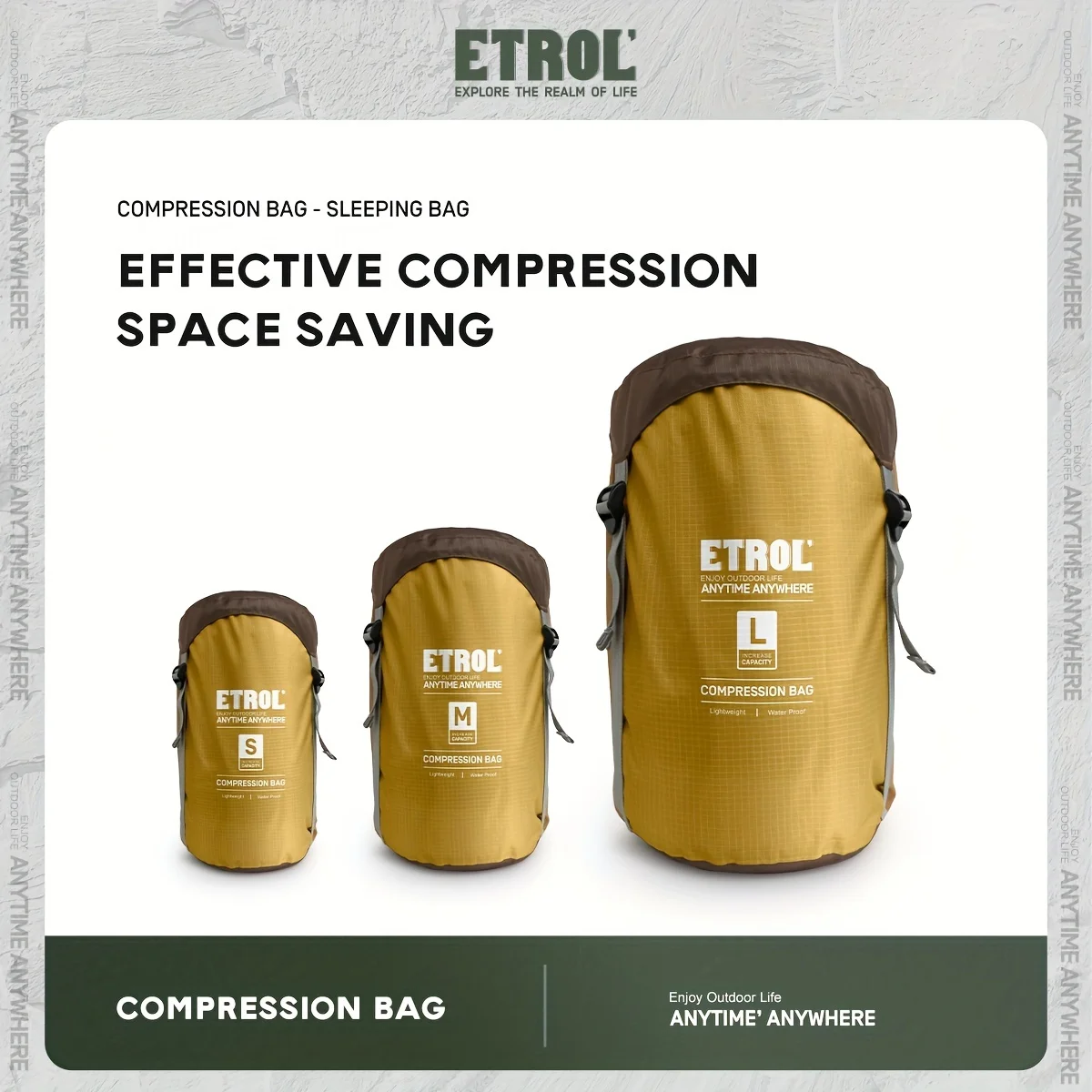 

Спальный мешок для кемпинга, ультралегкий водонепроницаемый компрессионный мешок для хранения на открытом воздухе, путешествий, дома