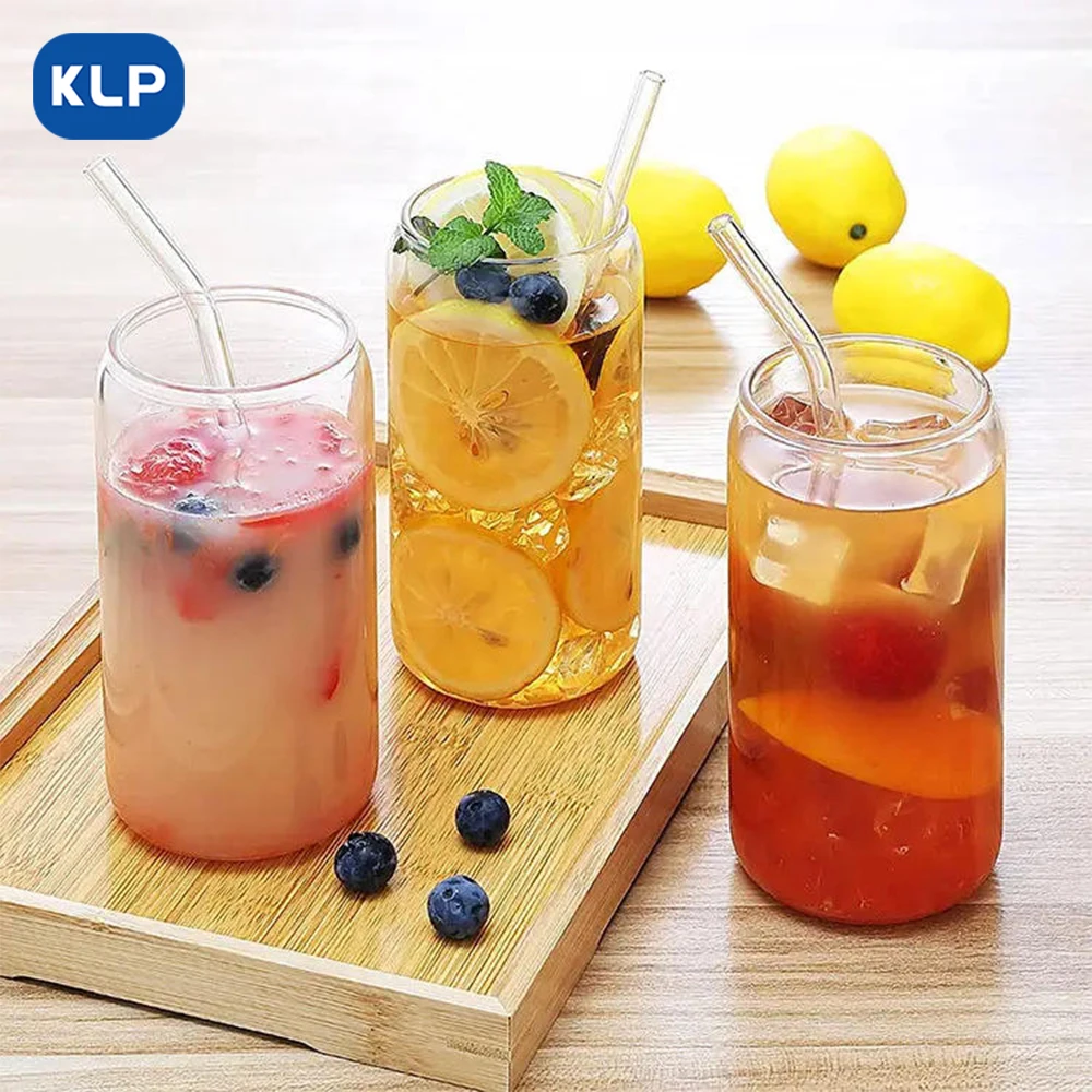 KLP 1/2/4 шт. бокалы со стеклянными соломинами-бокалы для пива холодного кофе виски и