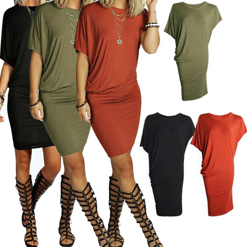 

2022 Explosions Selling Tri-color Short Sleeve Hip Short Sleeve Dress