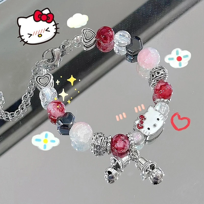 Мультфильм Sanrio Hello Kitty Pochacco милый колокольчик браслет из бисера женские модные