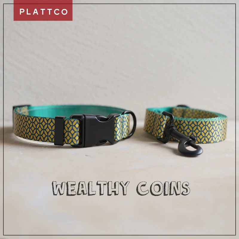 

PLATTCO Уникальный дизайн большой, средний и маленький ошейник для собак богатые монеты с черным пластиком плюс Пряжка из цинкового сплава 5 размеров PDC305