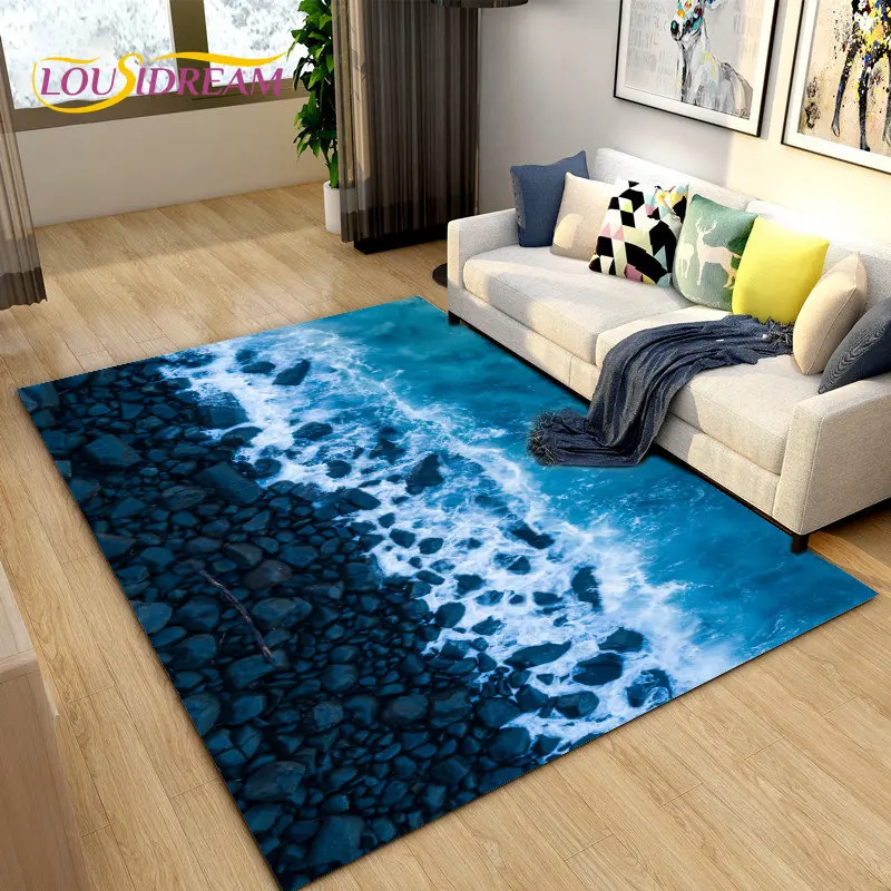

3D Ocean Seawater Beach Water Area Rug,Carpet Rug for Living Room Bedroom Sofa Doormat Decor,Kid Play Crawl Non-slip Floor Mat