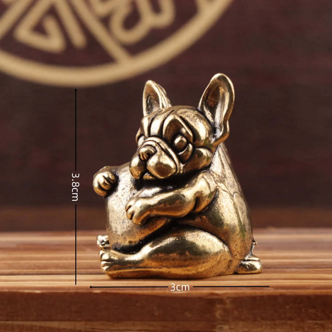 

Винтажная Медная Фигурка Собаки С Подвесками-сердечками: Статуэтка Французского Бульдога Для Стола Или Домашнего Декора