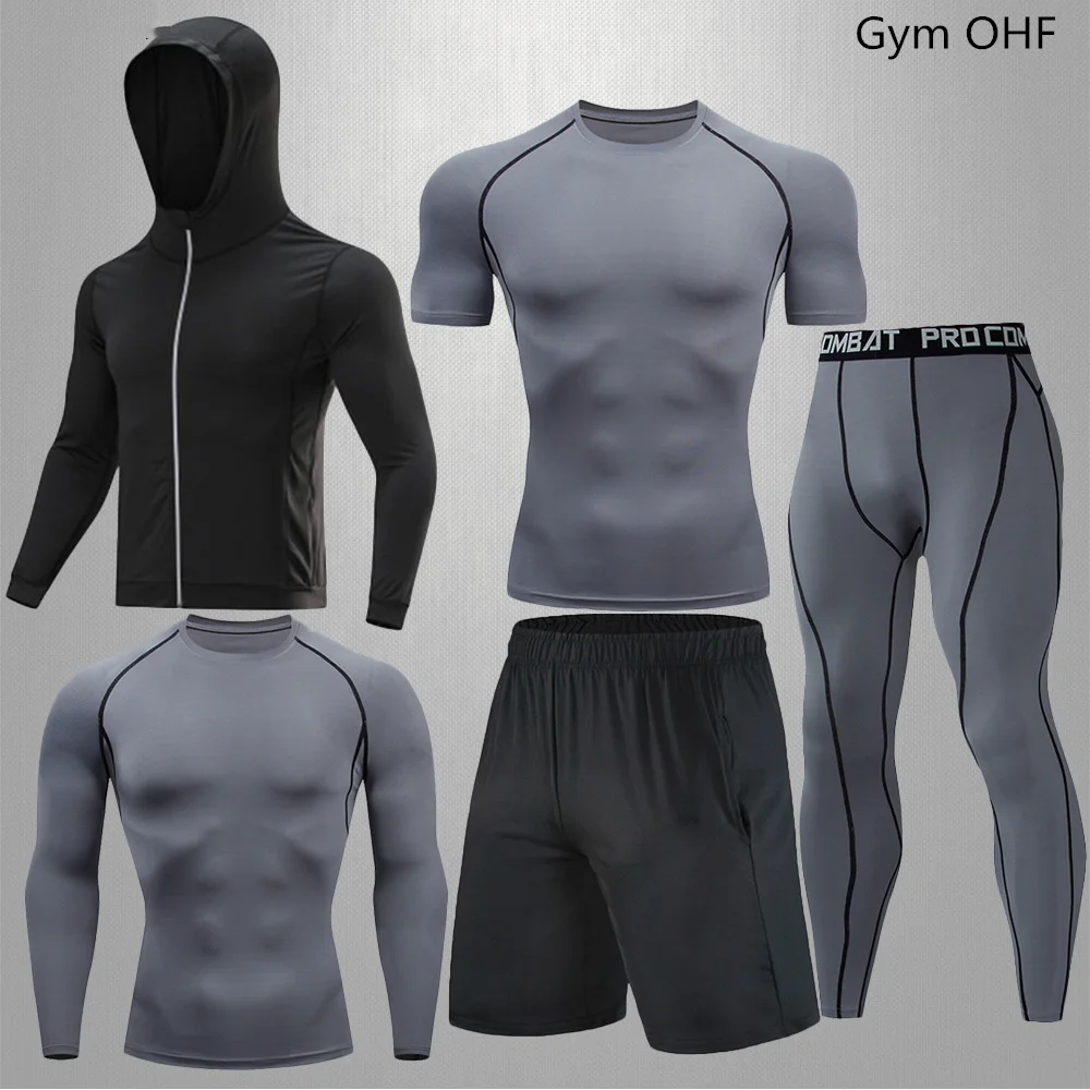 Brand Compression T shirt Men's Sports Suits Quick Dry MMA Boxing Jerseys Jogger Training Men Gym Fitness Tracksuits Shorts Sets