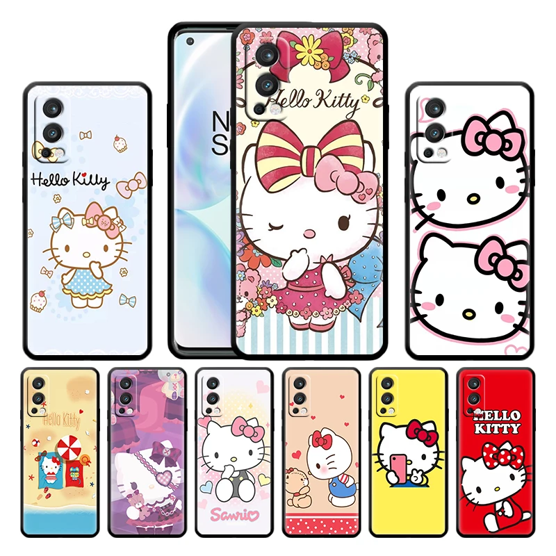 

Cartoon Cat Hello Kitty For OnePlus Nord 2 CE 5G 9 9Pro 8T 7 7ro 6 6T 5T Pro Plus Silicone Soft TPU Black Phone Case Cover Coque