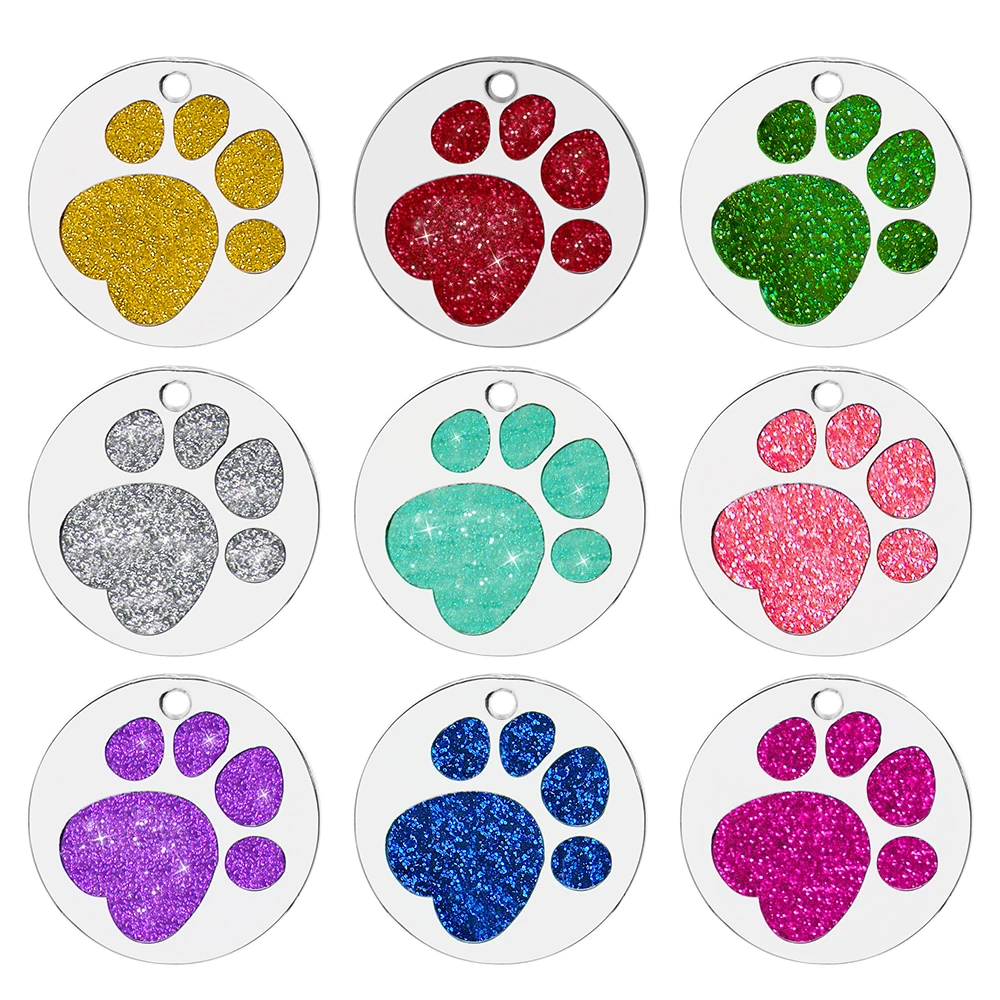 

Wholesale 20pcs Lovely Paw Personalized Pet Cat Name Tags Customized Dog ID Collar Accessories Nameplate Anti-lost Alloy Key