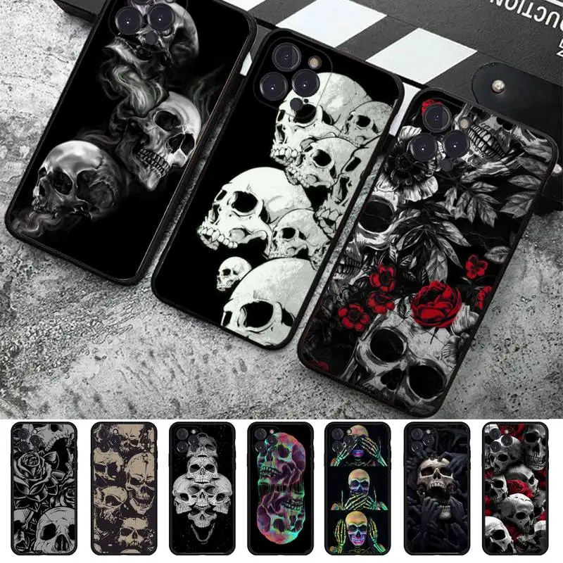 Horror Skull Phone Case Silicone Soft For iphone 14 13 12 11 Pro Mini XS MAX 8 7 6 Plus X 2020 XR Shell