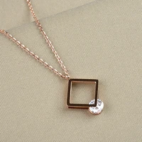 2022 fashion temperament new double layer diamond clip zircon titanium steel necklace rose gold necklace for womens jewelry