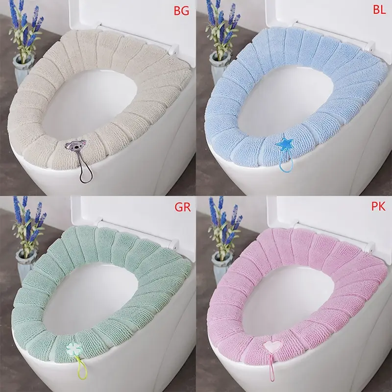 

1pcs Stretchable Bathroom Toilet Seat Closestool Washable Soft Winter Warmer Mat Pad Cushion O-shape Toilet seat Bidet Covers