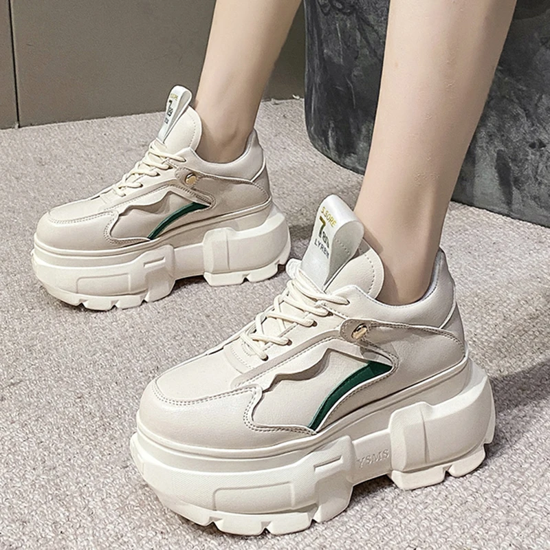 

Женские кроссовки на высокой платформе Lucyever, Белые Повседневные кроссовки на толстой подошве, со шнуровкой, 2022