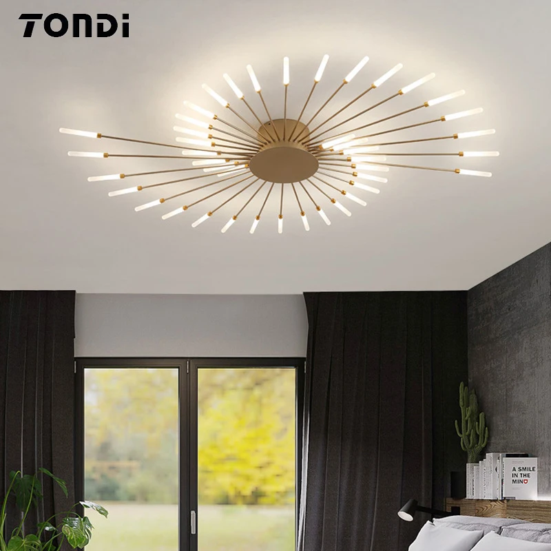 Купить Светодиодная люстра с фейерверком для гостиной, спальни, современная Потолочная люстра, столовая, Подвесная лампа, домашний декор, креативн...