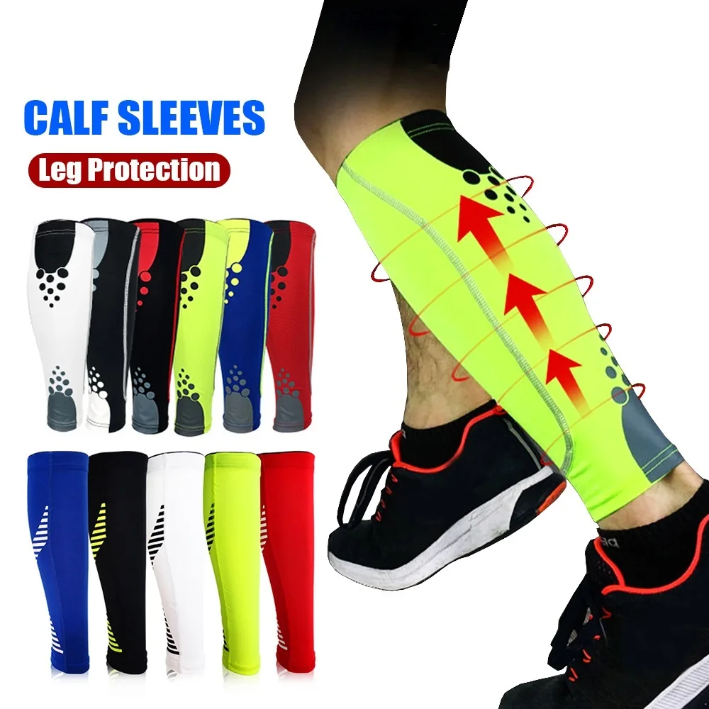 1Piece Sports Calf Compression Sleeve Shin Splint Support Guard Leg Protection Sock Cycling Running Basketball Football Tennis