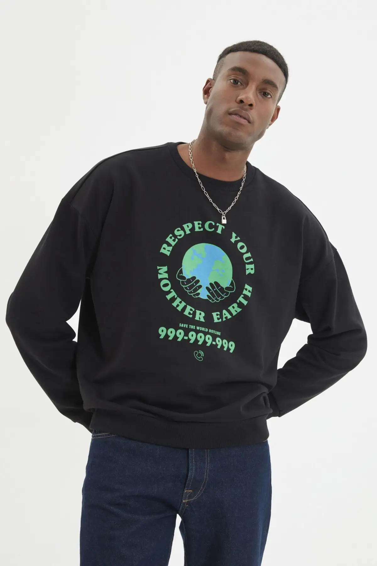 

Trendyol Male Organic Cotton Oversize Fit Sweatshirt TMNAW22SW1031