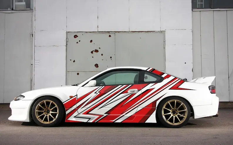 

Abstract striped racing side wrap vinyl sticker car livery decal design, die cut graphic lightning drift suitable for any car