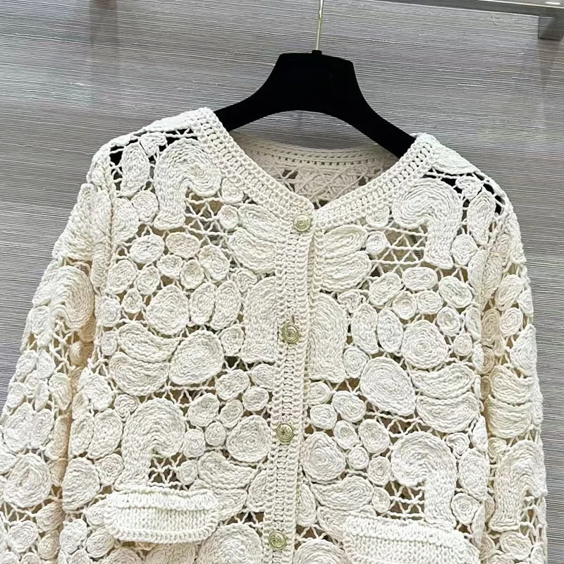 Новинка 2024 осенне-зимний вязаный кардиган пальто высокого качества женский