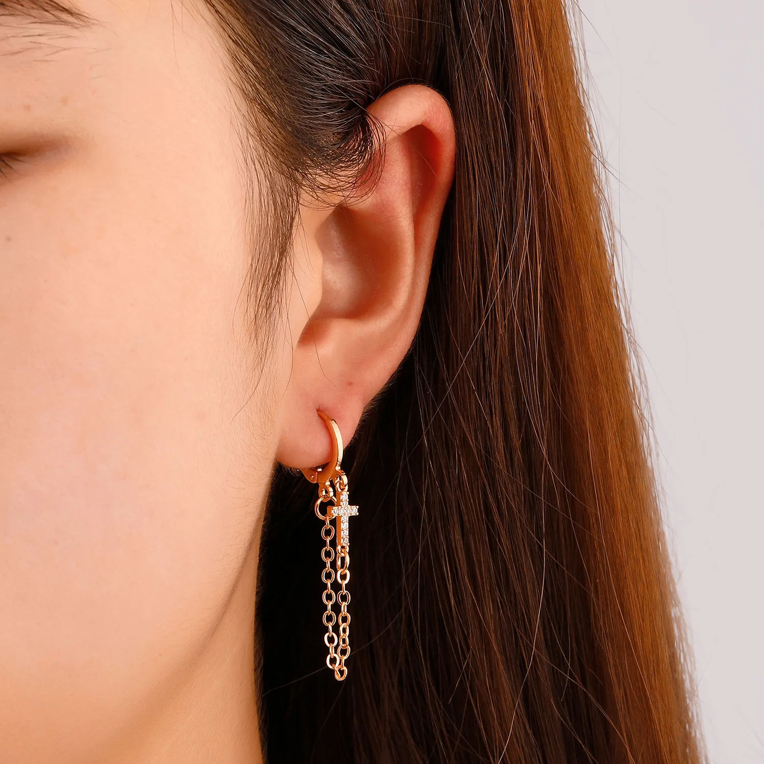 

Fashion Women's Cross Chain Earrings Punk Long Tassel Earrings Women's Jewelry Birthday Party Gifts Jewelry Accessories