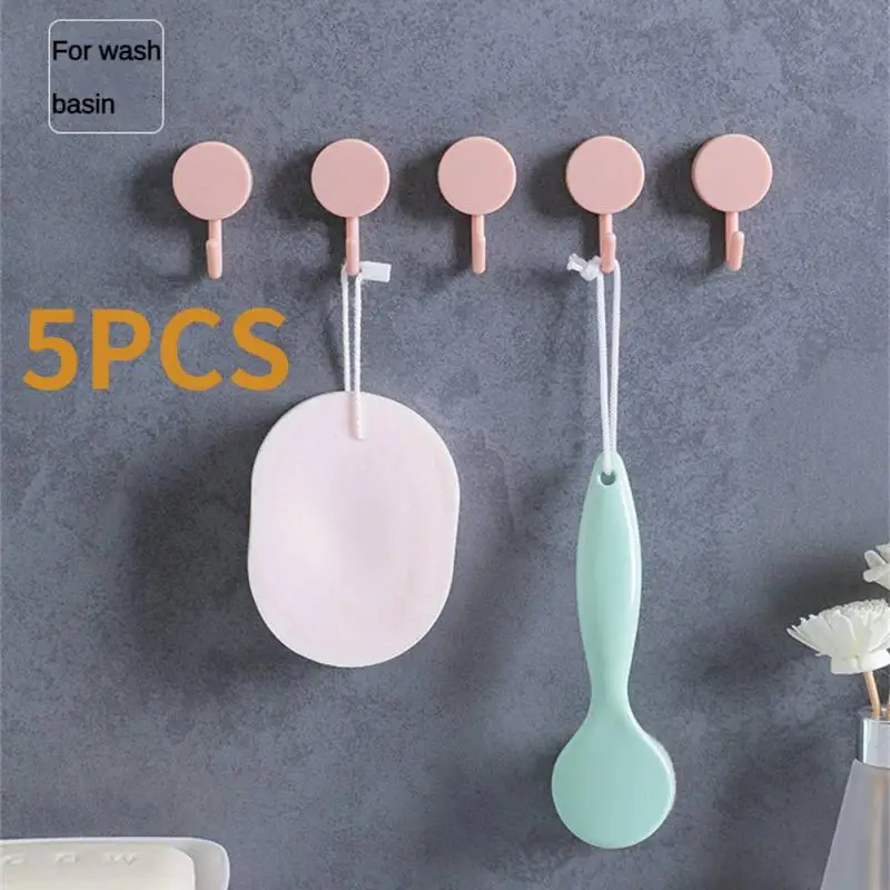 

5pcs Multifunctional Self Adhesive Hook Kitchen Bathroom Strong Hook non-marking Kitchen Hook Household Wall Hanging Door Hooks