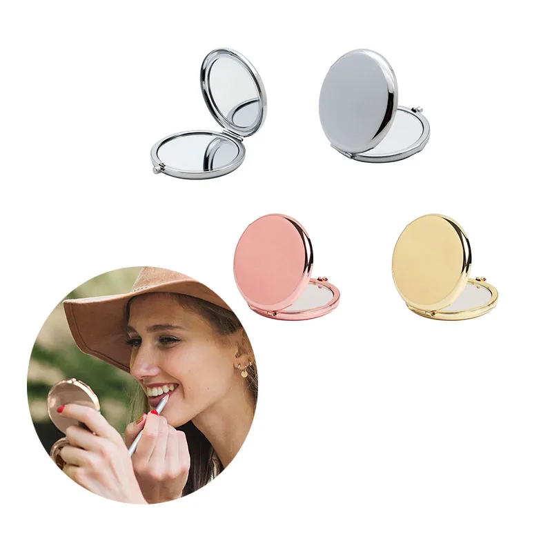 Magnifying Compact Cosmetic Mirror for Women Girls Daily Use Delicate Golden