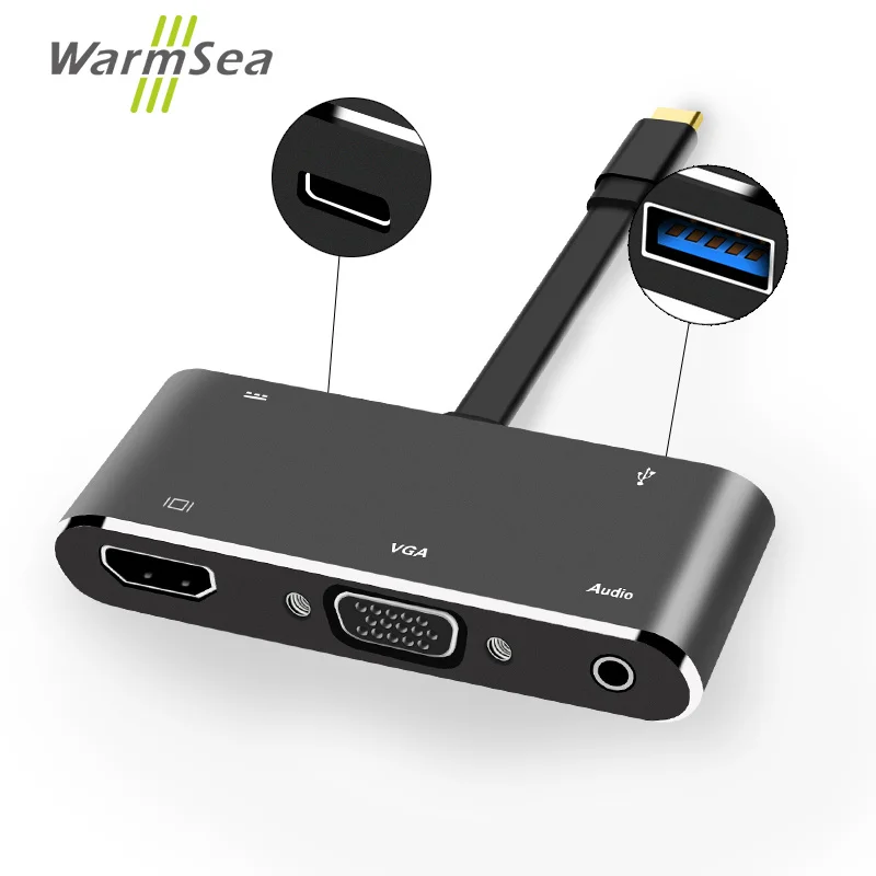 

USB C HUB USB To Type C Adapter 4K HDMI Type-C Hub Audio USB Splitter 3 USB Dock Station VGA Card Reader For Macbook Pro Laptop