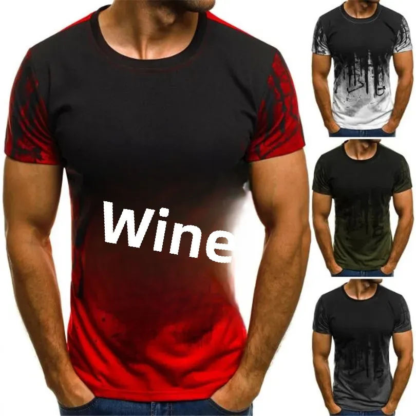 Casual Men's Half Sleeve T-Shirt Plus Size 3D Camouflage Short Sleeves Summer Crossbody Top Base Layer