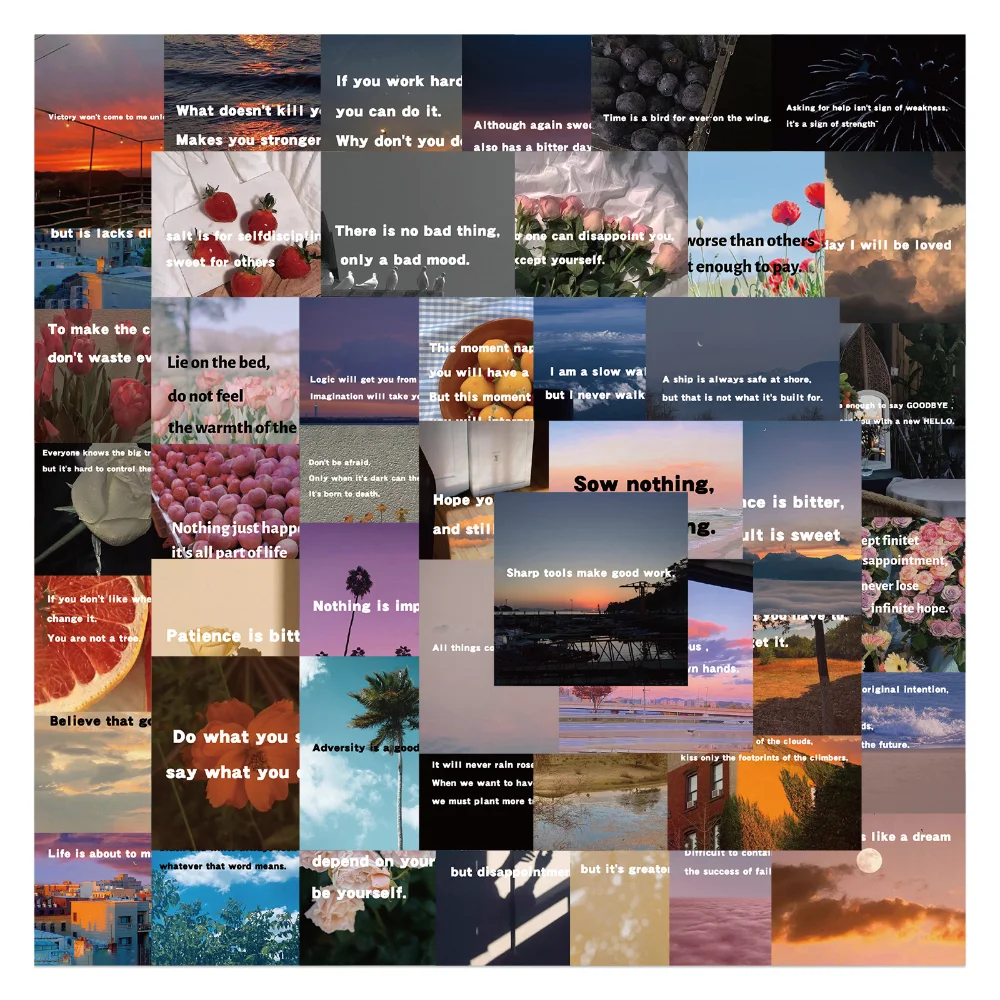 

10/50PCS Inspirational English Landscape Map Graffiti Waterproof Stickers Creative Trend Decorative Decals Water CupWholesale