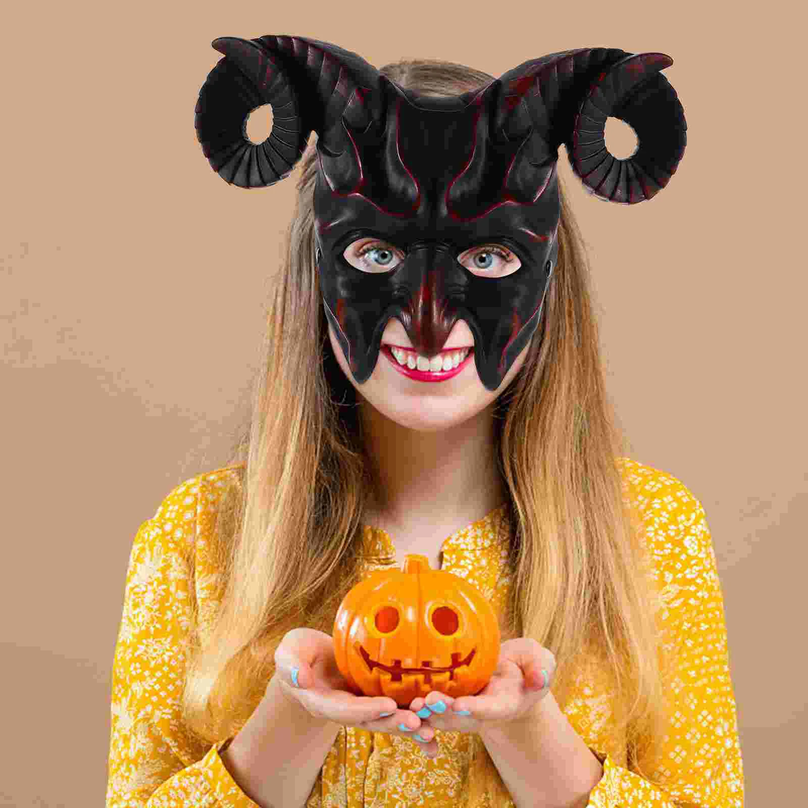 

Halloween Devil Mask Horror Half Face Mask Halloween Animal Cosplay Mask Scary Ox Horn Mask Animal Ram Antler Headdress Goat