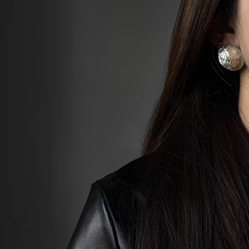 Ventag Merald геометрические круглые серьги-гвоздики плиссированные текстуры и