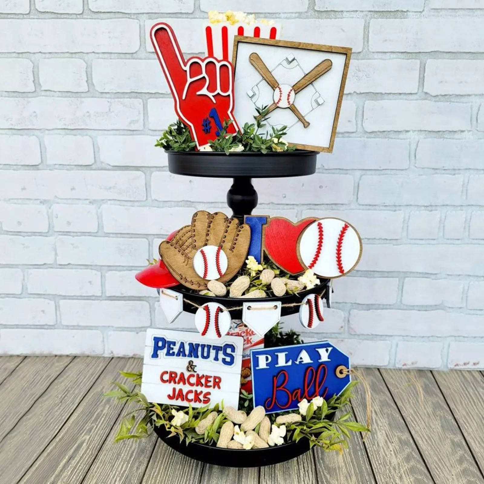

Baseball Game Tiered Tray Ornament Figurines Miniatures Set Decor The Perfect Addition To Any Room For That Baseball Family New
