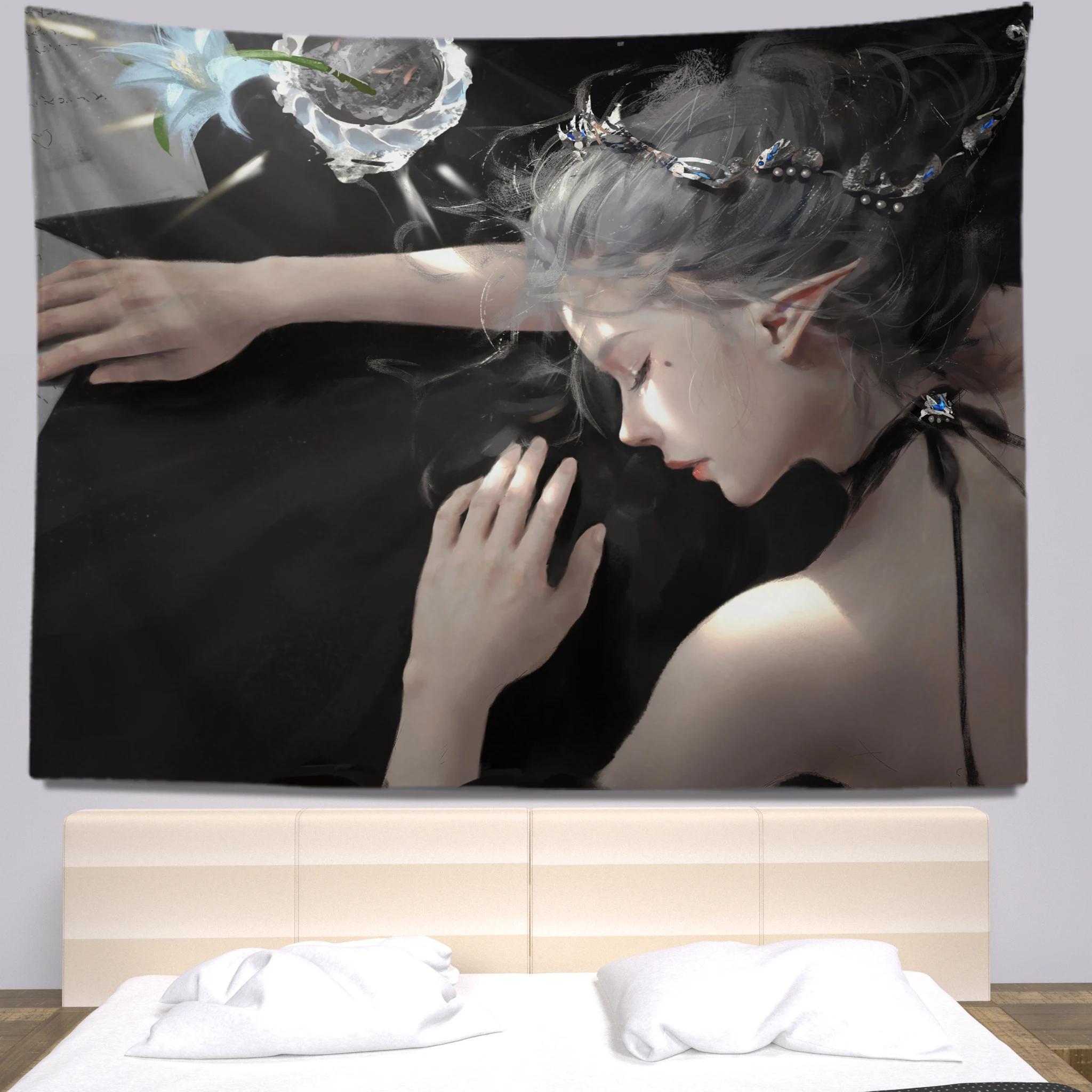 

Настенный гобелен с призрачным ножом в стиле аниме, украшение для общежития в богемном стиле, большая настенная ткань, поддержка под заказ