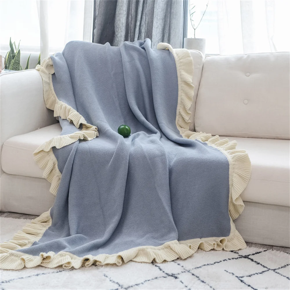 

Blankets Light Luxury Korean Style Cotton Wool Ruffle Color Nap Air Conditioning Cover Blanket for Sofa Bed Decoration 130x160cm