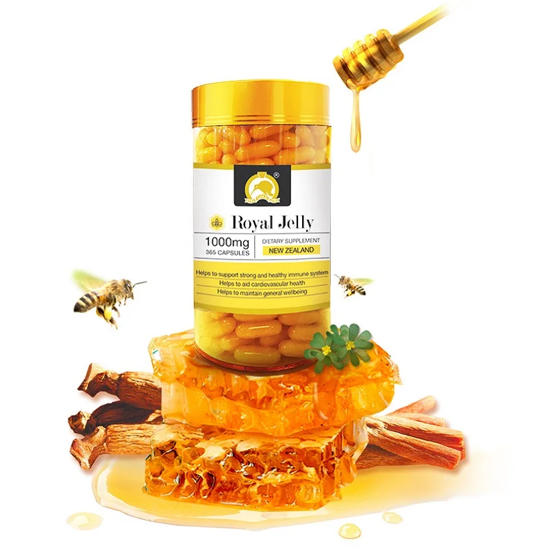 

NewZealand GoldKiwi Royal Jelly 365 Capsules Honey Bee Health Supplement Wellness Products Proteins Hormones 10HDA Immune System