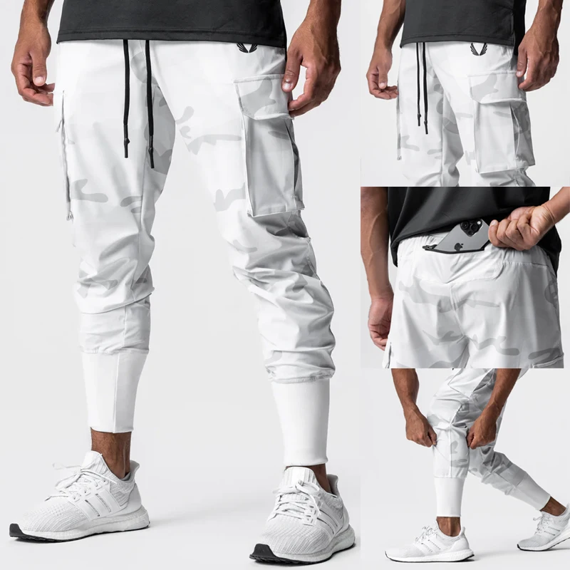Брюки-карго мужские спортивные, штаны в рубчик, для бега, спортзала, фитнеса, тренировок, модная повседневная одежда, камуфляжные Брюки-карго мужские спортивные, штаны в рубчик, для бега, спортзала, фитнеса, тренировок, модная повседневная одежда, камуфляжные