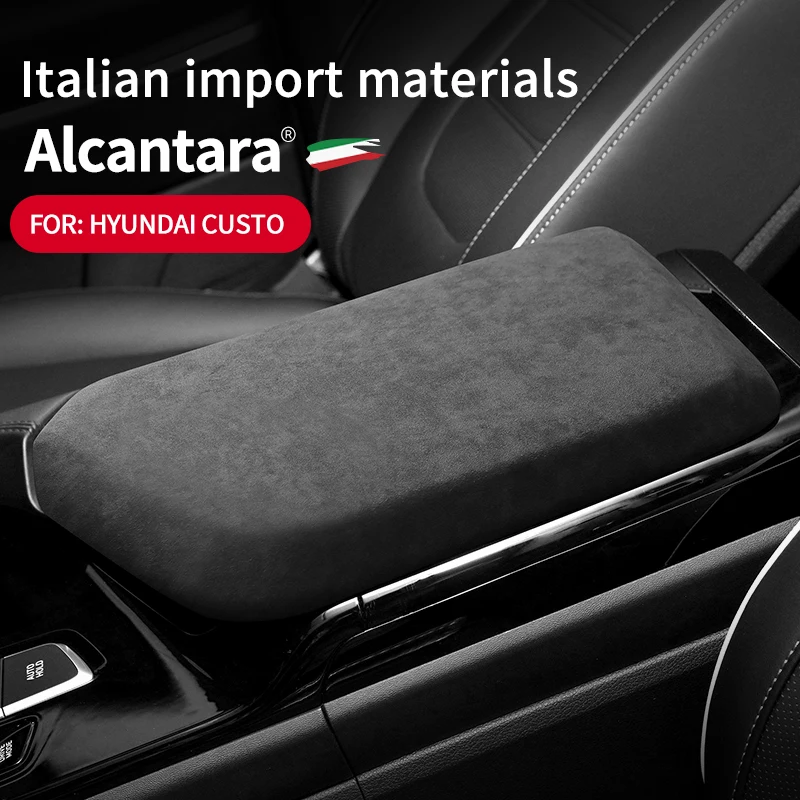 

Top Alcantara Suede For Hyundai CUSTO 2021 Car Accessories Center Console Box Pad Lid Armrest Shell Panel Cover Protective Case