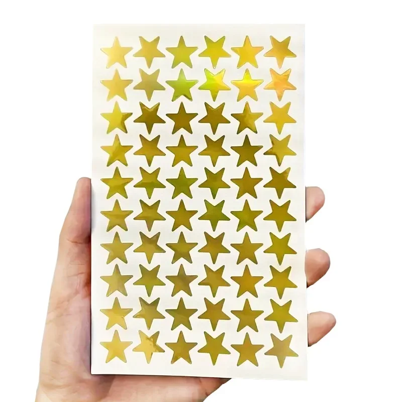 

5 листов/пакет, новинка, обновленная лазерная Золотая Ослепительная звезда, блестящая наклейка для детского вознаграждения, пятиконечная звезда, наклейка