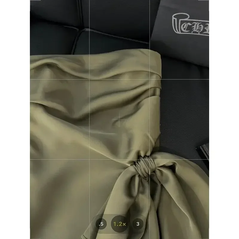 Новинка 2024 женский летний Асимметричный Атласный топ со складками